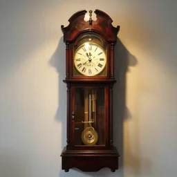 airbrush painting, lighting above a grandfather clock