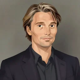 portrait of mads mikkelsen, artstation, detailed cartoon, elegant, digital painting, concept art, smooth, sharp focus, illustration, ghibli, makoto shinkai, don bluth, fujita goro, jean giraud, akihiko yoshida, tom whalen 8 k