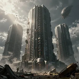 an epic photobashing of a epic massive cyberpunk military apartment, alien civilization, futuristic, hyper - realist, post apocalypse, nuclear war, daylight, god's ray, interstellar, atlantica, soviet, by beeple and fvckrender and visualdon, trending on cgsociety, scifi, blockbuster, cg, vfx, concept art, riot cinematic, bio hazard, zdislaw bek