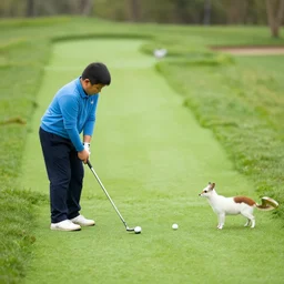 animals playing midget golf