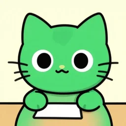 green cat cartoon