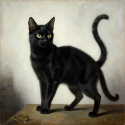 a black cat possessed by satan, painting in the style of hieronymus bosch