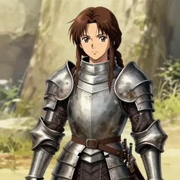 a rustic woman wearing medieval armor, by kentaro miura