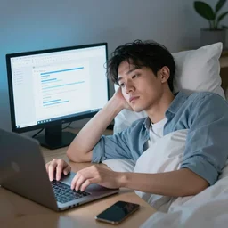 a lazy developer waking up too late to work,