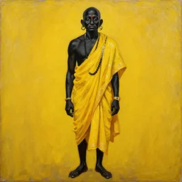 full body portrait of wiz khalifa as mahatma gandhi, oil on canvas by william sidney mount, hindu art, great soul, black, black, yellow, yellow, trending on artstation