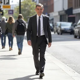 mr. bean walks down a street on a sunny day by george tooker