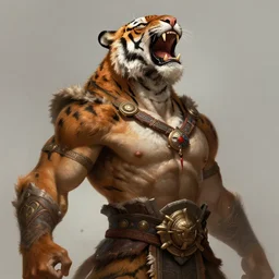a highly detailed illustration of a fierce tribal warrior wearing a tiger mane screaming into the sky, muscular, intricate, elegant, highly detailed, centered, digital painting, artstation, concept art, smooth, sharp focus, league of legends concept art by artgerm and donato giancola and Joseph Christian Leyendecker, WLOP