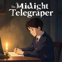 a cinematic anime poster for a film animation called the midnight telegrapher, ( about a telegrap operator working ), lit by candles, delicate features finely detailed perfect art, gapmoe yandere grimdark, trending on pixiv fanbox, painted by greg rutkowski makoto shinkai takashi takeuchi studio ghibli