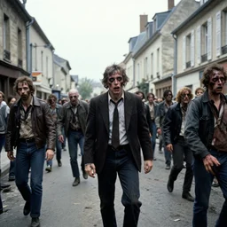 a photo of the famous zombie invasion in the streets of Vichy, 1984