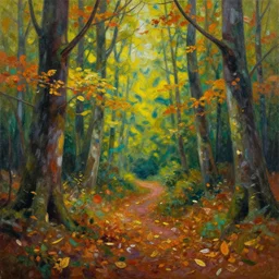 An amazing forest, flowing leaves by Petros Afshar, acrylic paint