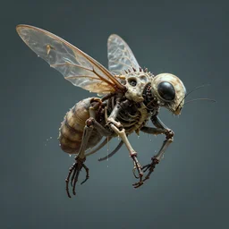 flying biomechanical alien insect skeletal dripping digital art by giger