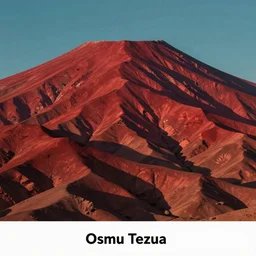 landscape with red mountains, osamu tezuka