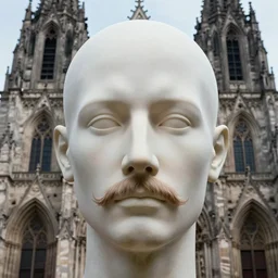 hyperrealistic portrait photo of a male head no mustache merging with a cathedral building, etheric, emotionally evoking symbolic metaphors, head in focus, ornamental, intricate, elegant, golden ratio, sharp focus, art by ernst haeckel, john william godward, gustav klimt, zdzisław beksinski,