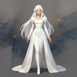 female princess with white hair full body shot, by Wlop and jerry park, abstract background, artstation, detailed