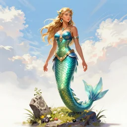 female siren ultra detailed fantasy, dndbeyond, bright, colourful, realistic, dnd character portrait, full body, pathfinder, pinterest, art by ralph horsley, dnd, rpg, lotr game design fanart by concept art, behance hd, artstation, deviantart, hdr render in unreal engine 5