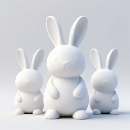 clean 3 d model of a white rabbit, empty background, 9 0 degrees horizontal view angle