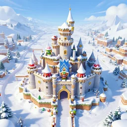 3D Mario 64 castle aerial view, 4k, winter-S 2477089623