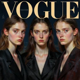 3 d, frown fashion models look into the frame, night, poster art, hyper detail, intricate oil painting, multiple exposure, 3 d, cinematic, stanley kubrick mood, vogue cover style, by tooth wu and wlop and beeple and greg rutkowski