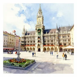 maria theresien platz square in vienna, watercolor postcard,