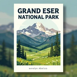 a tourism poster of grand esker national park, by evelyn abelson, featured on dribble, regionalism, digital illustration, wallpaper, poster art