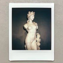 Polaroid photo of fragmented greek sculpture of Disney's Ariel