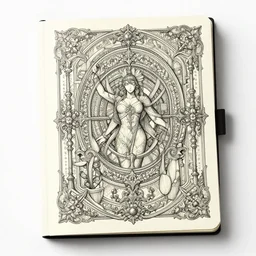 closed sketchbook cover, magnificent, medium shot, details, sharp focus, elegant, highly detailed, illustration, by jordan grimmer and greg rutkowski, intricate, beautiful, trending artstation, pixiv, digital art