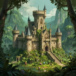 medieval castle in the jungle, sots art, featured on polycount