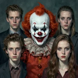portrait, nightmare anomalies, it clown by dariusz zawadzki, kenneth blom, mental alchemy, james jean, pablo amaringo, naudline pierre, contemporary art, hyper detailed