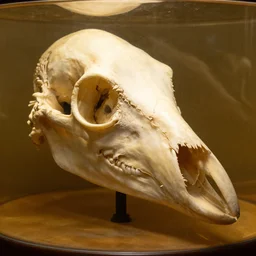 national museum of ornithology, portrait photo of a huge bird skull, showcase, preserved inside a formaldehyde tank, with eyes intact, high detail, national geographic photo