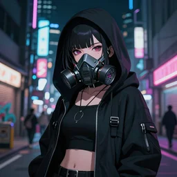 cyberpunk anime girl in hoodie, cyberpunk gas mask, potrait, street night, grafity, beautiful face, grafity, arcane, action, tokyo street, detail, good face, pose model, concept art, style of arcane, 2 d art, style of yoji shinkawa, pan ren wei, col price, greg rutkowski, aesthetic