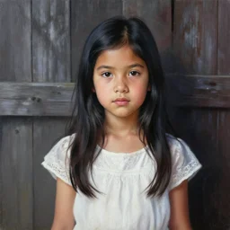 hyper realistic detailed painting of a 2 5 years old woman in the shadow of a barn. beautiful face, white dress, long black hair, highly detailed, sharp focus, art by eddie mendoza, wide angle.