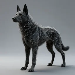 cinematic artwork of a hellhound with loads metal needles coming out of it, trending on artstation