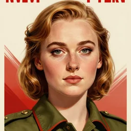( ( ( ( ( ( a soviet propaganda poster of ) ) ) ) ) ) sophie turner as a communist, portrait, closeup, digital art, by ross tran, by angel ganev, highly detailed, trending on artstationhq
