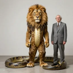 demiurge serpent serpent python wearing a lion costume furry ears neck neck tall long viper tombow peter doig greg rutkowski giorgio de chirico arsen savadov dan witz vik muniz