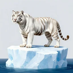a white tiger standing on the top of a iceberg, in the style of raphael