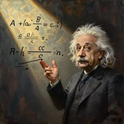 oil painting of a math equation solved by albert einstein