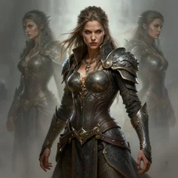 fierce woman, fantasy character portrait, ultra realistic, concept art, intricate details, highly detailed, wide angle, by andrew robinson, gaston bussiere, craig mullins, simon bisley