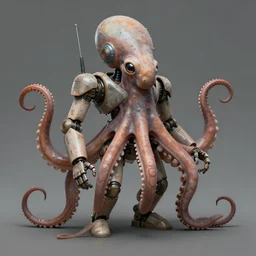 1 9 5 0 s retro future robot android octopus. muted colors. by wayne barlowe