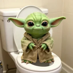 sad yoda in toilet