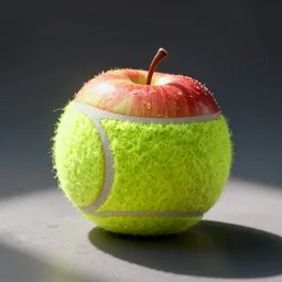 an apple made out of a tennis ball