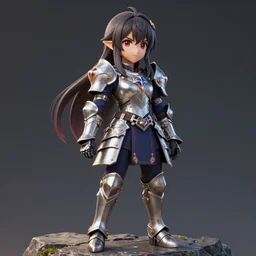 sakimi chan, detailed face, standing on a rock, fantasy armor, tony sart, unreal engine