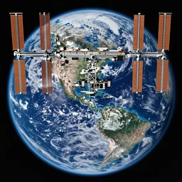 international space station looking on earths land