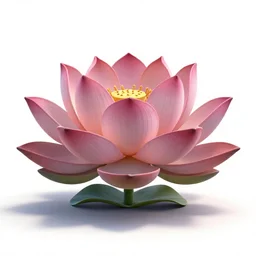 majestic lotus flower, stylized pixar-style 3d render, full body, isolated on a pure white background, centered, entire subject in frame, sharp focus, soft studio lighting