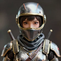 closeup portrait of tin toy ninja girl trap, depth of field, zeiss lens, detailed, symmetrical, centered, fashion photoshoot, by nicoletta ceccoli, mark ryden, lostfish, breathtaking, 8 k resolution, extremely detailed, beautiful, establishing shot, artistic, hyperrealistic, octane render