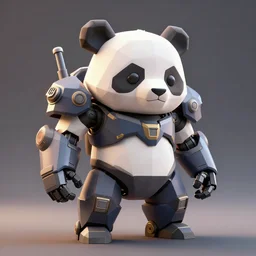 low poly render of mecha android panda, hyper detailed, digital art, trending in artstation, cinematic lighting, studio quality, smooth render, unreal engine 5 rendered, octane rendered, 8 k