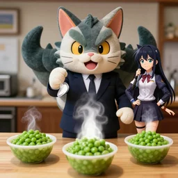 4 5 mm 1 9 9 7 cooking food photography of an corporate mascot at mountain summoning an anime demon mushy peas aspic catgirl, photography by tyler mitchell johfra bosschart