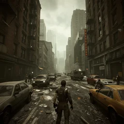 broadway, new york city turned into a settlement, post - nuclear war in fallout 4, in game screenshot