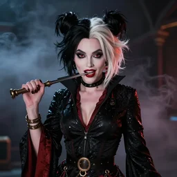 disney cruella devilla, 8 k, professional photography, cinematic shot, dark, smoke