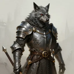 A werewolf knight, medieval setting, highly detailed, digital painting, artstation, concept art, sharp focus, illustration, art by greg rutkowski and alphonse mucha