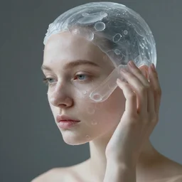 translucent woman made of gelatin